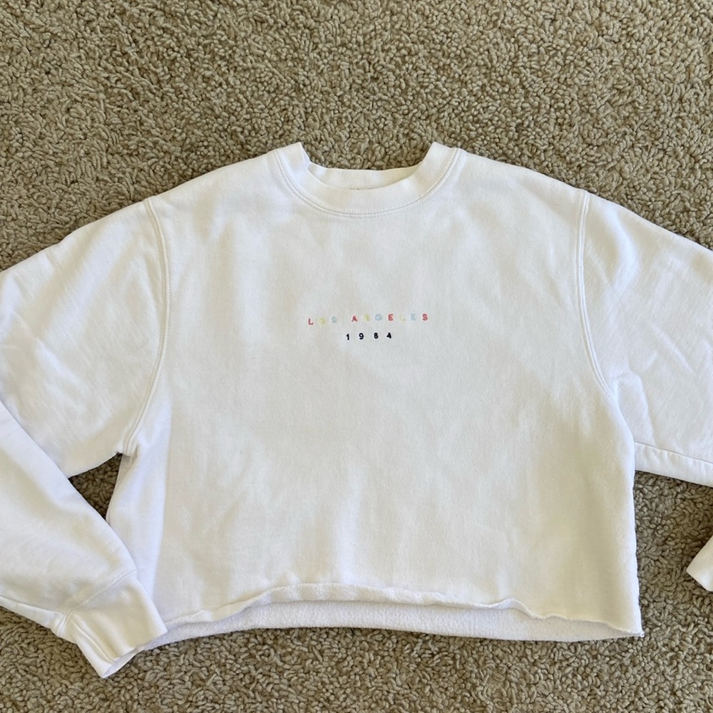 Vintage John Galt one size crop crewneck  sweatshirt Embroidered LosAngeles 1984